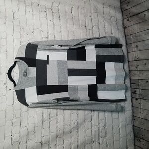 PRPS Goods & Co. Black/White Checkered Long Sleeve Mini Dress / Tunic Size Large